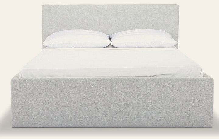 Alberta Queen Bed Frame in Agnes Beige - upholstered queen bed private label - Whats New Furniture Portland OR
