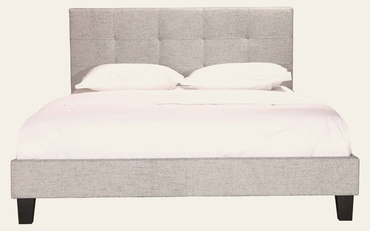 Eliza King Bed Frame in Light Grey - tufted upholstered king bed by Moe's - Whats New Furniture Portland OR