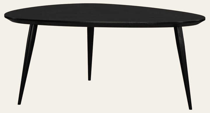 Odessa Triangular Solid Wood Coffee Table in Black - triangular coffee table by Coaster - Whats New Furniture Portland OR