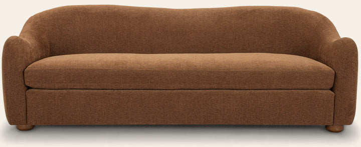 Joss Sofa in Walnut - curved mid-century sofa private label - Whats New Furniture Portland OR