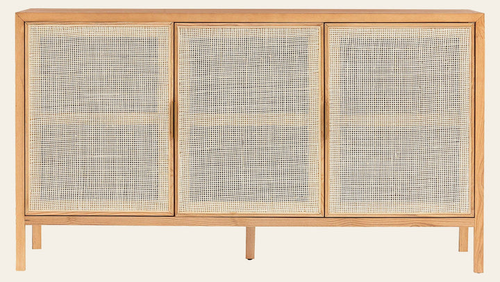 Rattan 3 Door Sideboard in Natural - rattan three door sideboard by LH Imports - Whats New Furniture Portland OR