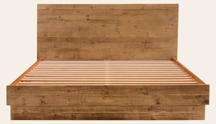 Nevada King Bed Frame in Dark Driftwood - king reclaimed pine bed frame by LH Imports - Whats New Furniture Portland OR