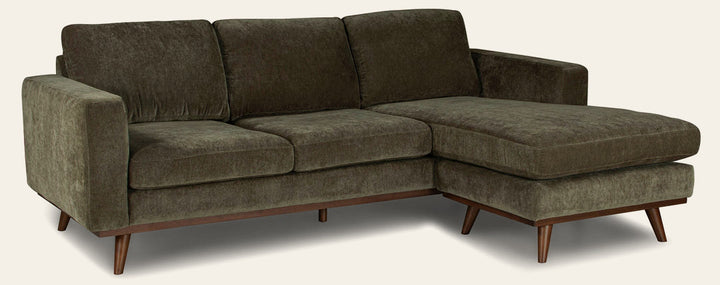 Glenwood Reversible Sectional in Moss Olive Green side angle - reversible chaise sectional - Whats New Furniture Portland OR