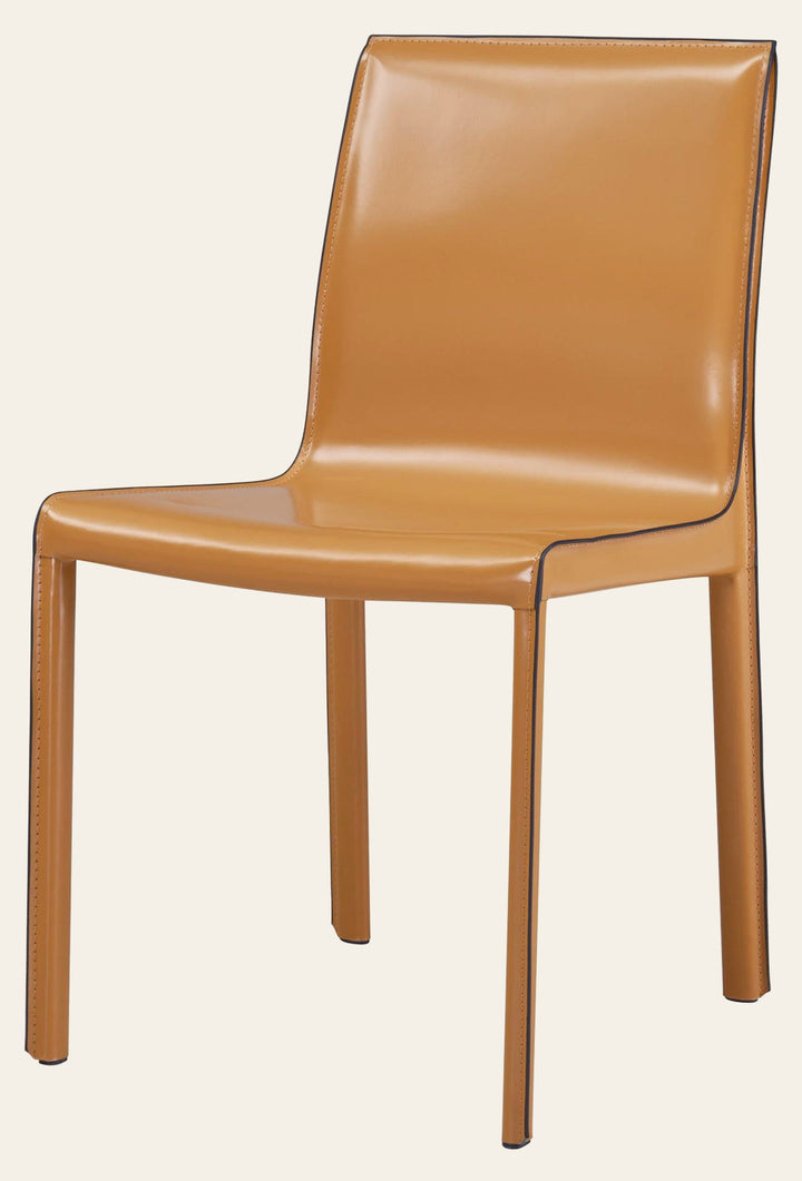 Gervin Recycled Leather Dining Side Chair in Chestnut - recycled leather dining chair - Whats New Furniture Portland OR