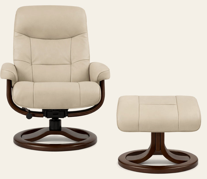 Muldal Small Recliner and Foot Stool in Grey front view - Fjords ergonomic recliner - Whats New Furniture Portland OR