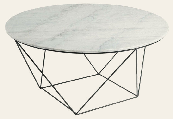 Valencia Round Coffee Table in Grey Marble - round marble coffee table by LH Imports - Whats New Furniture Portland OR