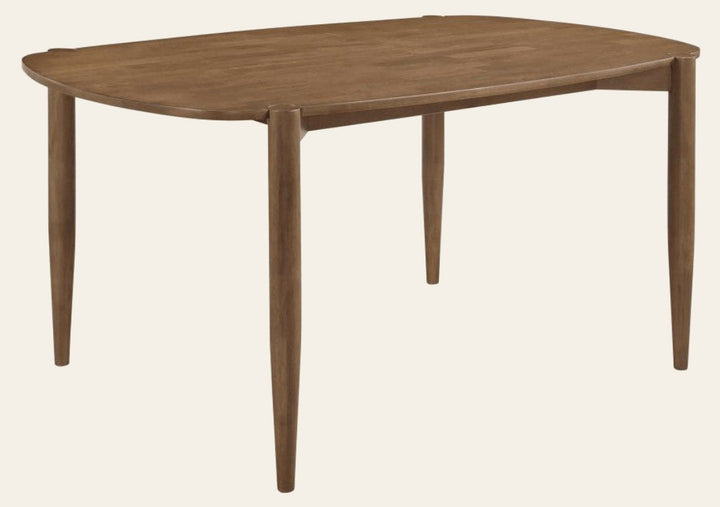 Dortch Oval Solid Wood Dining Table in Walnut front view - mid-century by Coaster - Whats New Furniture Portland OR