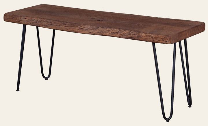 Organic Live Edge Bench in Light Brown - live edge acacia bench by LH Imports - Whats New Furniture Portland OR