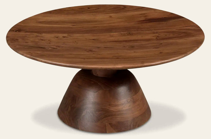 Nels Coffee Table in Dark Brown - round pedestal coffee table by Moe's - Whats New Furniture Portland OR