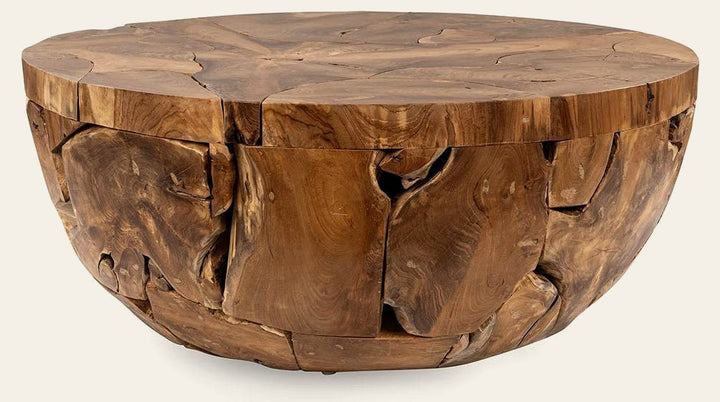 Gardford Round Coffee Table in Natural - round reclaimed wood coffee table by Classic Home - Whats New Furniture Portland OR