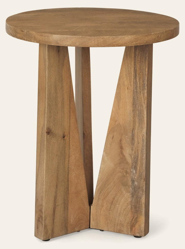 Mattius Accent Table in Light Brown - solid wood accent table - Whats New Furniture Portland OR