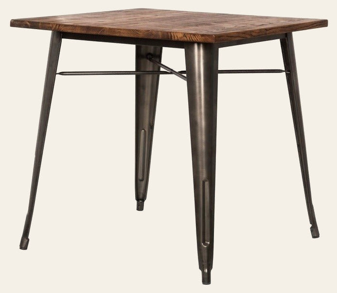 Metropolis Dining Table in wood & gunmetal - industrial bistro dining table by NPD - Whats New Furniture Portland OR