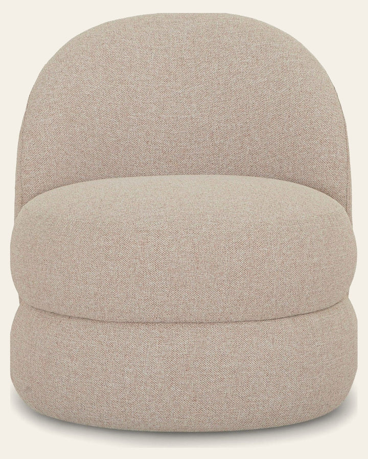 Lancaster Swivel Chair in Agnes Light Pink - sculptural boucle swivel chair private label - Whats New Furniture Portland OR