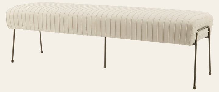 Merritt Velvet Pleated Bench in Dulce Sand - Dulce Sand velvet pleated bench by NPD - Whats New Furniture Portland OR