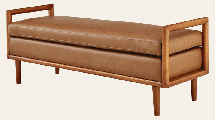 William KD Faux Leather Bench in Vintage Cider - faux leather bench by NPD - Whats New Furniture Portland OR