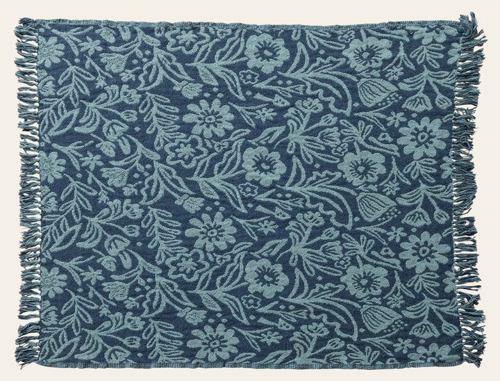 60"L x 50"W Woven Recycled Cotton Blend Jacquard Throw with Stripes & Fringe - Whats New Furniture Portland OR