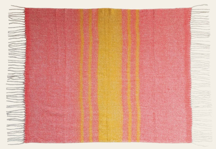 Brushed Acrylic & New Zealand Wool Throw with Stripes & Fringe - Whats New Furniture Portland OR