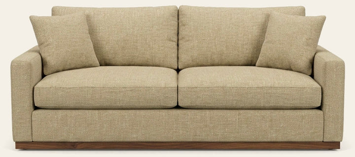 Byron Sofa in Marley Sand front view - fabric sofa by Stylus - Whats New Furniture Portland OR