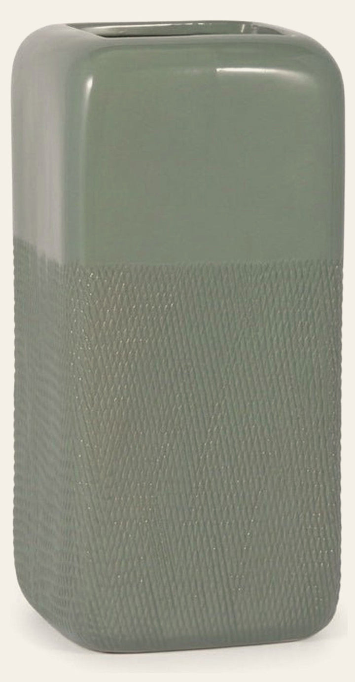 12" Squared Grooved Vase front view - vase by Sagebrook Home - Whats New Furniture Portland OR
