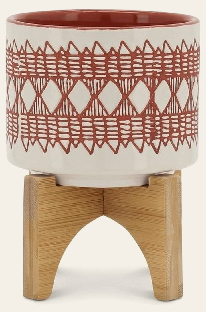 5" Aztec Planter On Wooden Stand - What's New Furniture Portland Oregon