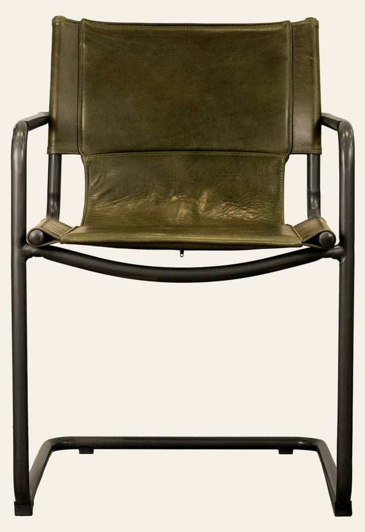 Billy Arm Dining Chair in Whiskey Brown - leather arm dining chair by LH Imports - Whats New Furniture Portland OR