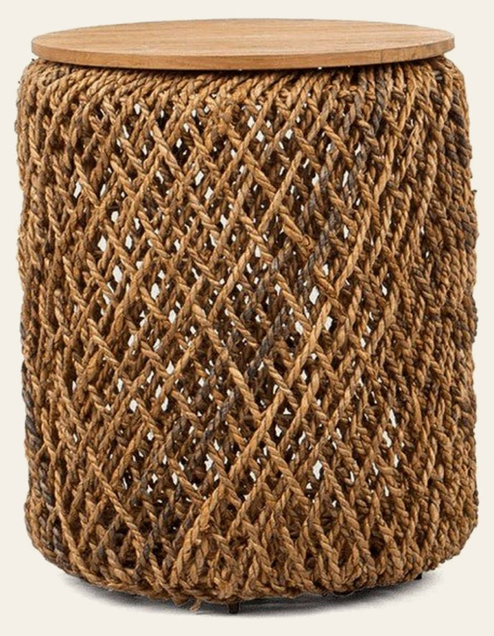 D-Bodhi Knut Side Table in Natural - natural teak and abaca side table by LH Imports - Whats New Furniture Portland OR