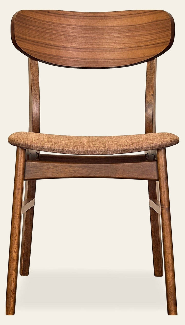 Dortch Dining Side Chair in Walnut and Brown front view - mid-century by Coaster - Whats New Furniture Portland OR