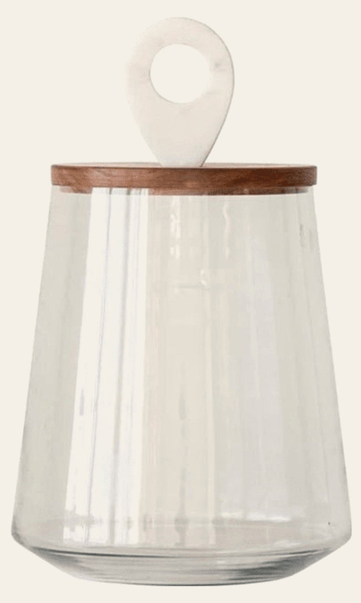 Glass Jar with Wood and Marble Lid - What's New Furniture - Portland, Oregon