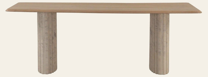 Hedron Dining Table in natural - mango and marble dining table by LH Imports - Whats New Furniture Portland OR
