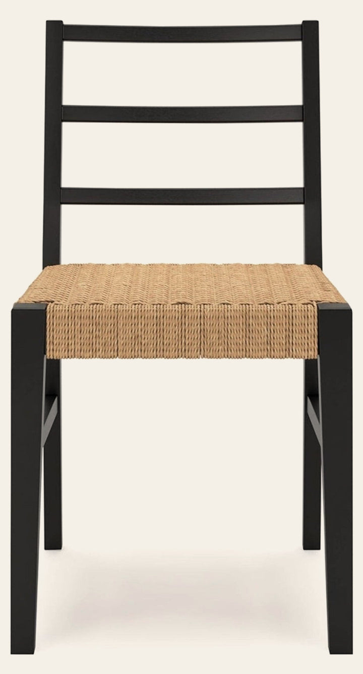 Isanti Dining Chair in light brown & black - woven rattan dining chair by Ashley - Whats New Furniture Portland OR