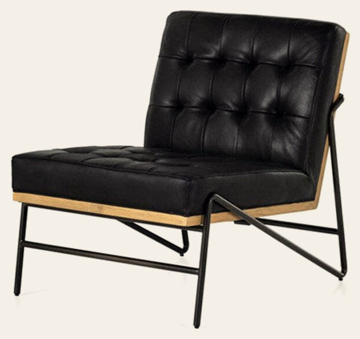 Romy Chair in Harness Black - leather accent chair by Four Hands - Whats New Furniture Portland OR