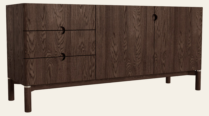 Arun sideboard in espresso oak front view - 63 inch Scandinavian buffet by Unique Furniture - Whats New Furniture Portland OR