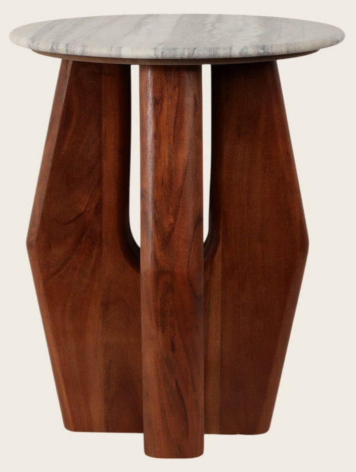 Curved Legs Accent Table Marble Top front view - accent table by Sagebrook Home - Whats New Furniture Portland OR