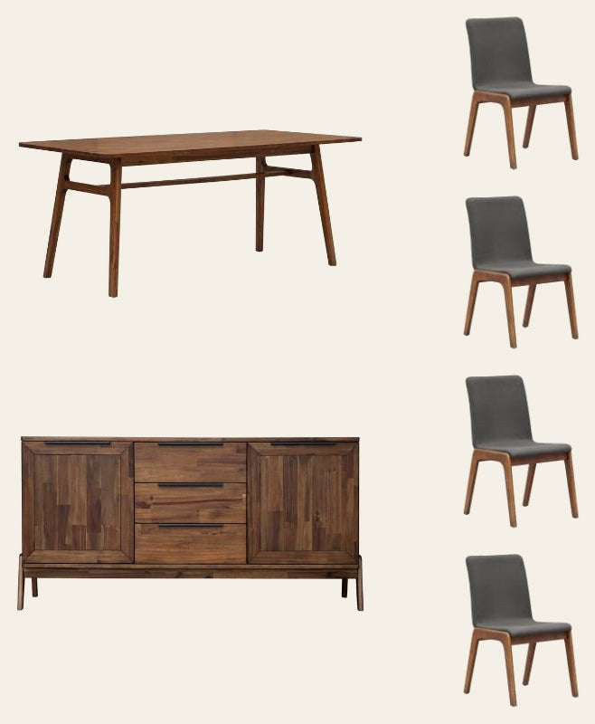 Remix Dining Table Set with Grey Chairs - dining table by LH Imports - Whats New Furniture Portland OR