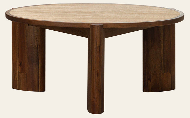 Remix Round Coffee Table in Travertine - coffee table by LH Imports - Whats New Furniture Portland OR