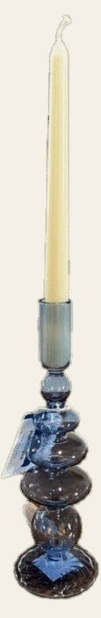 Wistaria blue glass taper candle holder by Greylyn Wayne - Whats New Furniture Portland OR