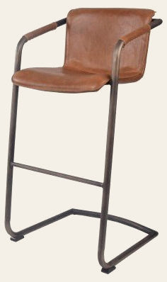 Indy Faux Leather Bar Stool with Arms in Antique Cigar Brown (Set of 2) - bar stool by New Pacific Direct - Whats New Furniture Portland OR