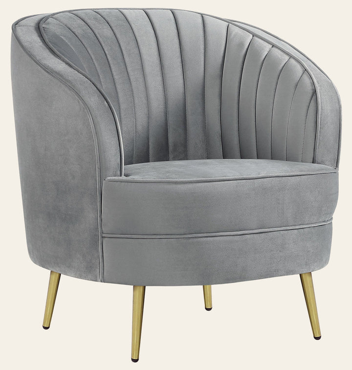 Sophia Upholstered Channel Tufted Barrel Accent Chair Grey - What's New Furniture Portland