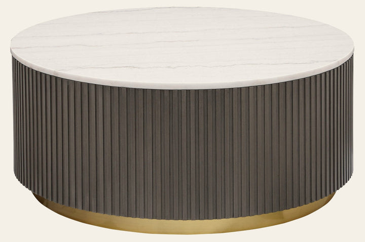 Jason Round White Marble Top Coffee Table Charcoal - What's New Furniture Portland