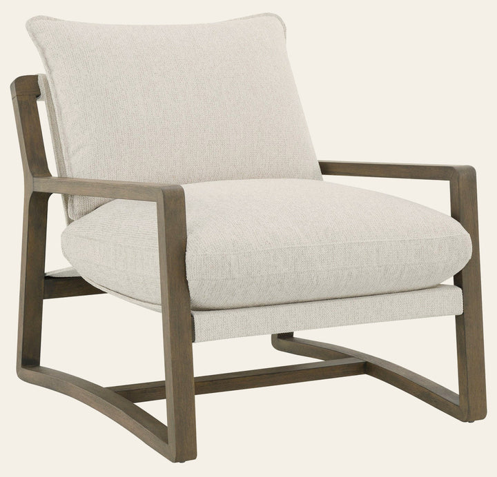 Geneva Boucle Upholstered Wood Arm Accent Chair Sand - What's New Furniture Portland