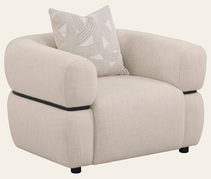 Jeanette Fabric Upholstered Round Arm Accent Chair Beige - What's New Furniture Portland