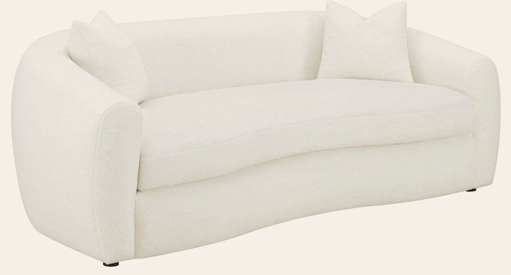 Isabella Faux Sheepskin Upholstered Sofa Natural - What's New Furniture Portland
