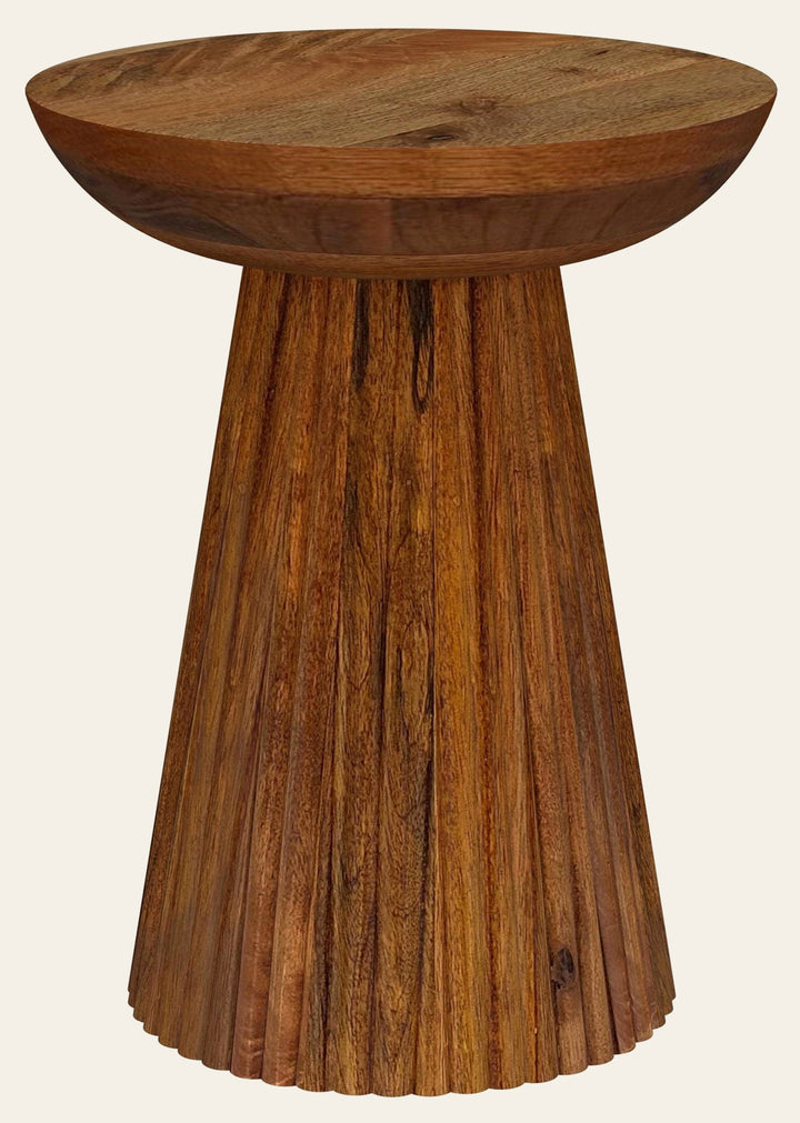 Aureo Round Solid Wood Accent Side Table Wild Honey - What's New Furniture Portland