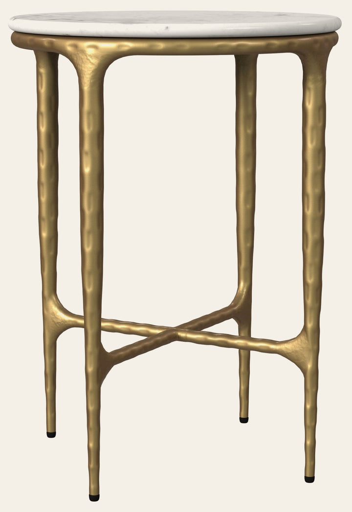 Baldwin Round Marble Top Side Table White and Gold - What's New Furniture Portland