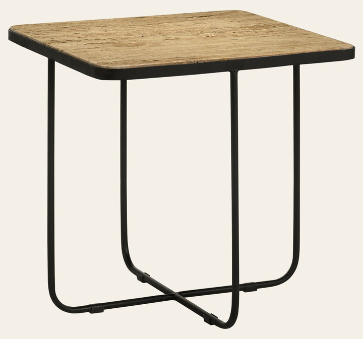 Elyna Square Stone Top Accent Side Table Beige - What's New Furniture Portland