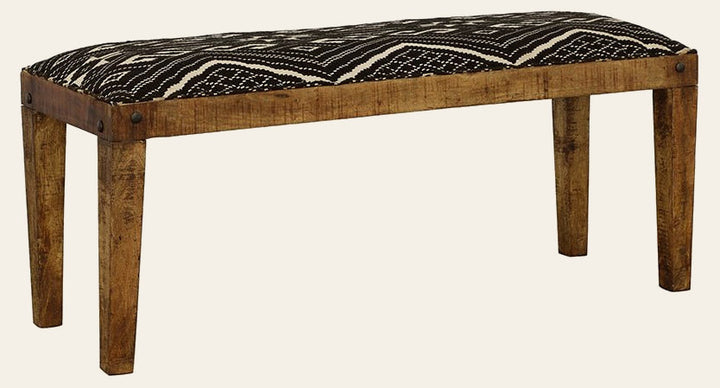 Lamont Fabric Upholstered Accent Bench Black and Natural - What's New Furniture Portland