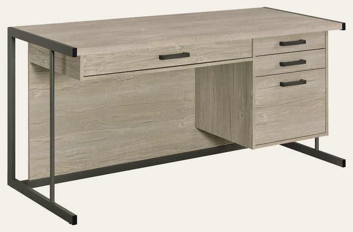Loomis 60-inch 4-drawer Computer Desk Whitewashed Grey - What's New Furniture Portland