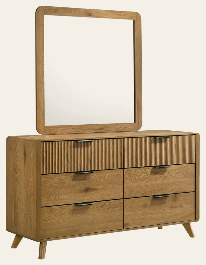 Bennett 6-drawer Bedroom Dresser and Mirror Set Light Oak - What's New Furniture Portland