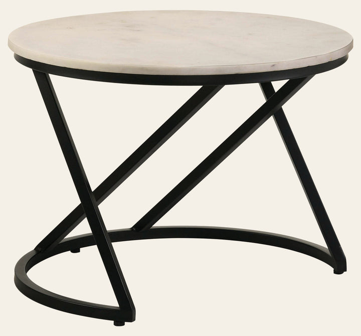 Miguel Round Marble Top Coffee Table White and Black - What's New Furniture Portland