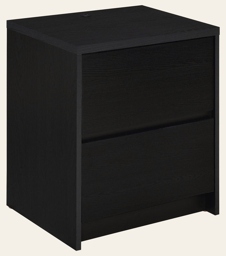 Westpark 2-drawer Nightstand LED Lights and USB Black - What's New Furniture Portland